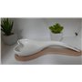 Support cuillère de cuisine en céramique blanche avec soucoupe en bois en forme de cœur