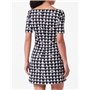 Love Moschino Robe Courte Slim fit avec col carré, White Black, 40 Femme