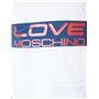 Love Moschino Sweat-Shirt à Manches Longues Flared Fit Maillot de survêtement, Blanc/Bleu, 42 Femme