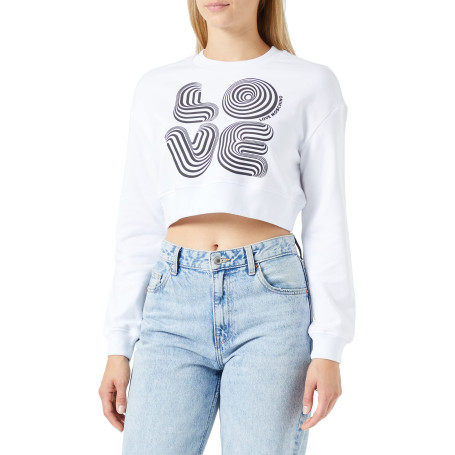 Love Moschino Cropped Fit Sweat-Shirt à Manches Longues et col Rond Maillot de survêtement
