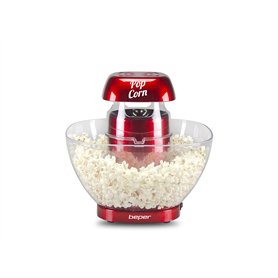BEPER P101CUD052 Machine a Pop Corn à air Chaud - Machine Pop Corn avec Bol à popcorn Extractible Sans Graisse ni Huile Rouge