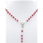 Holy Family Chapelet effet cristal rouge avec croisière avec l'image de Notre-Dame et Croix/Grains 6 mm/Collier chapelet religie