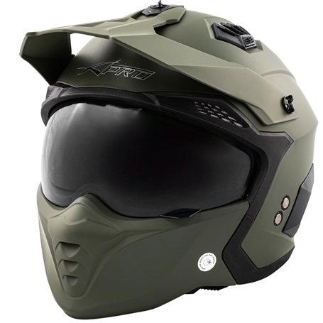 Casque Moto Jet Cafe Racer Homologué ECE 22-06 Scooter Custom Vert Mat XL