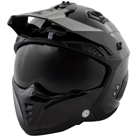 A-PRO SRL Casque Moto Jet Cafe Racer Homologué ECE 22-06 Visière Scooter Custom Noir M