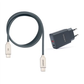 USB-A + USB-C 20W Charger with Type-C Cable 1m | Fast Charge 3A | Soft Silicone | CE Certified | Safe & Compatible with iPhone