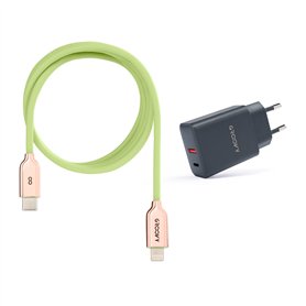 USB-A + USB-C 20W Charger with Apple-Compatible Cable 1m | Fast Charge 3A