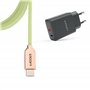 USB-A + USB-C 20W Charger with Type-C Cable 1m | Fast Charge 3A | Soft Silicone | CE Certified | Safe & Compatible with iPhone, 