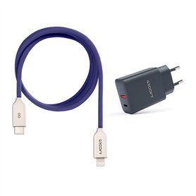 USB-A + USB-C 20W Charger with Apple-Compatible Cable 1m | Fast Charge 3A