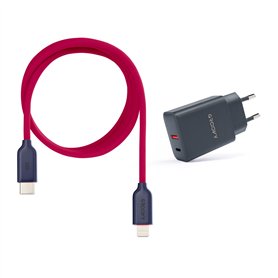 USB-A + USB-C 20W Charger with Apple-Compatible Cable 1m | Fast Charge 3A