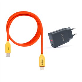 USB-A + USB-C 20W Charger with Apple-Compatible Cable 1m | Fast Charge 3A