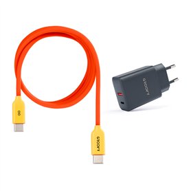 USB-A + USB-C 20W Charger with Type-C Cable 1m | Fast Charge 3A | Soft Silicone | CE Certified | Safe & Compatible with iPhone