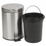URBNLIVING Poubelle à pédale en acier inoxydable mat 3 L et brosse WC