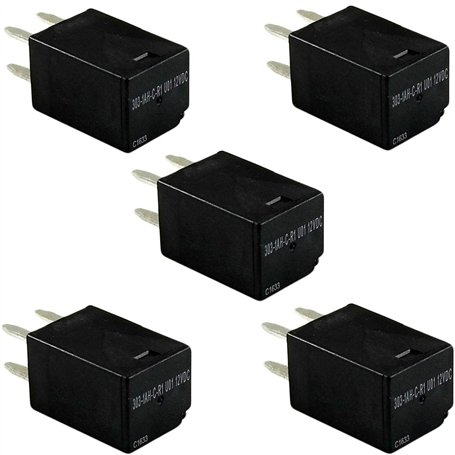 Carkio 303-1AH-C-R1 U01 Lot de 5 relais de puissance automobile 4 broches DC12 V 20 A