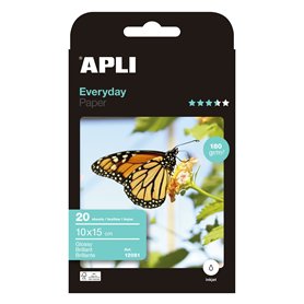 Apli Agipa – Pochette Feuilles Papier Photo Brillant Everyday – Format A4 – 20 Feuilles - 100 x 150 mm