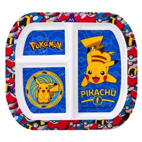 Stor Assiette à 3 sections réutilisables pour enfants et tout-petits avec des personnages Pokémon imprimés