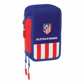 Pochette à crayons triple Atlético Madrid Bleu Blanc Rouge 12