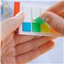 Fixo Notes | 125 marqueurs adhésifs en plastique translucides et repositionnables | 12 x 45 mm | Couleurs fluo | Écrire avec un 