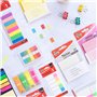 Fixo Notes | 125 marqueurs adhésifs en plastique translucides et repositionnables | 12 x 45 mm | Couleurs fluo | Écrire avec un 