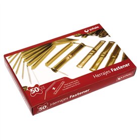 Grafoplás 5400050 Boîte de 50 Fasteners métalliques à reliure avec languette et coulissante