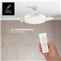 Taurus Fresko Hide&Go Ventilateur de plafond avec lumière, 3 pales, ultra silencieux, minuterie 8 heures, 6 vitesses, télécomman