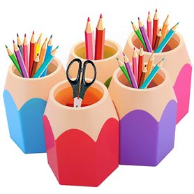 Pot à Crayons Lot de 5 Assortd Couleur Stylo Vase Pot à Crayons Maquillage Brosse Support Organiseur de Bureau Papeterie Organis