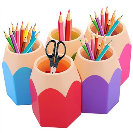 Pot à Crayons Lot de 5 Assortd Couleur Stylo Vase Pot à Crayons Maquillage Brosse Support Organiseur de Bureau Papeterie Organis