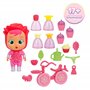 CRY BABIES MAGIC TEARS Happy Flowers - Le vélo chariot de Rose | Playset, poupée exclusive, Rose et 17 accessoires pour faire se