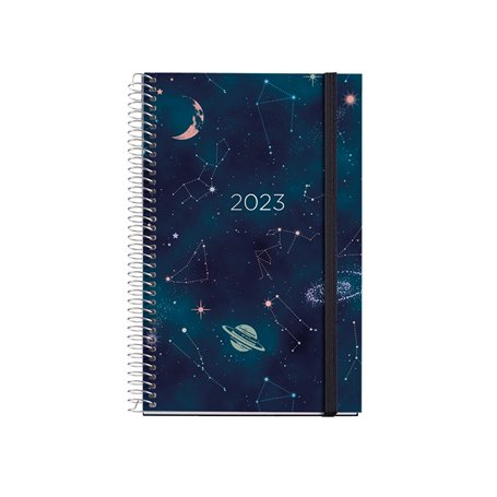Miquelrius - Agenda annuel 2023 - Jour Page - Taille active 117 x 182 mm - Couverture rigide - Reliure spirale - Espagnol