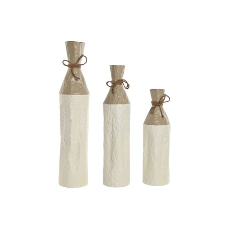 Ensemble de 3 Vases Home ESPRIT Blanc Doré Métal 14 x 14 x 67 cm (3 Pièces)
