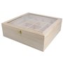 INNSPIRO Boîte en bois avec vitrine 32 x 32 x 10 cm et séparateurs à double hauteur Bois naturel