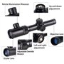 FOCUHUNTER Lunette de Visée 1-4X20mm Tactique Lunette de Tir Sniper Rapide Télémètre Illuminé Rouge/Vert Réticule avec Weaver/Pi