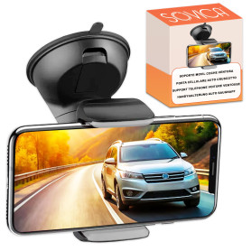 Support Telephone Voiture Ventouse Tableau de Bord Pare Brise Rotation a 360 positionnement Horizontal et Vertical reglage Unive