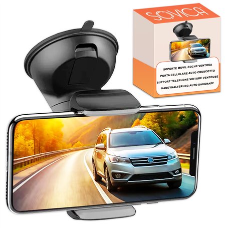 Support Telephone Voiture Ventouse Tableau de Bord Pare Brise Rotation a 360 positionnement Horizontal et Vertical reglage Unive