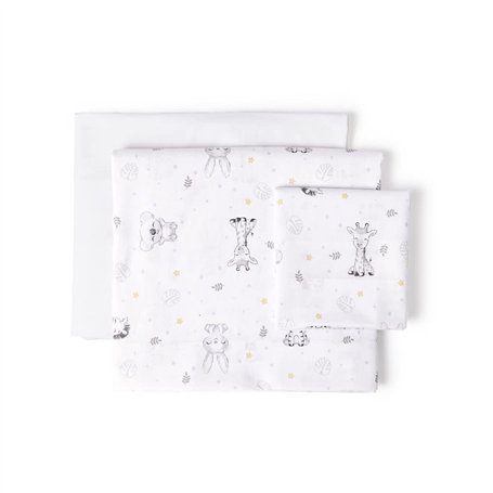 Interbaby Koala Parure de lit 3 pièces pour lit bébé 100% Coton Blanc/Bleu