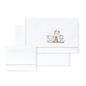 Interbaby Parure de lit bébé 100% Coton pour Voiture/couffin/couffin - Girafe éléphant Ensemble 3 pièces