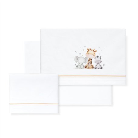 Interbaby Parure de lit bébé 100% Coton pour Voiture/couffin/couffin - Girafe éléphant Ensemble 3 pièces