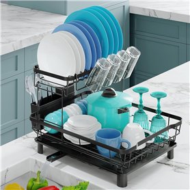 Marctani Égouttoir à Vaisselle INOX - Egoutoire Vaisselle Cuisine Grand Rangement - Egouttoir Evier avec Drainage Extensible et