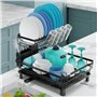 Marctani Égouttoir à Vaisselle INOX - Egoutoire Vaisselle Cuisine Grand Rangement - Egouttoir Evier avec Drainage Extensible et