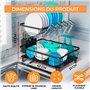 Marctani Égouttoir à Vaisselle INOX - Egoutoire Vaisselle Cuisine Grand Rangement - Egouttoir Evier avec Drainage Extensible et 