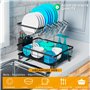 Marctani Égouttoir à Vaisselle INOX - Egoutoire Vaisselle Cuisine Grand Rangement - Egouttoir Evier avec Drainage Extensible et 