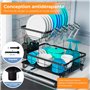 Marctani Égouttoir à Vaisselle INOX - Egoutoire Vaisselle Cuisine Grand Rangement - Egouttoir Evier avec Drainage Extensible et 