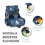 ms babyworld - booster bag stars | rehausseur de voyage portable 2 en 1 avec harnais à 5 points | sac à dos - bandoulière | poch