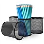 Detectalia Porte-crayons de bureau en maille métallique ronde - Boîte à crayons pour bureau - Organiseur crayons et stylos - Acc