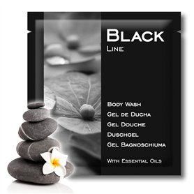 GPQ – Gel Douche Hotel BLACK Line | 400 unités x 8 Gr. | Commodités de l'hôtel | Aux huiles essentielles