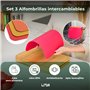 Lita Store Planche à découper multifonction en bois de bambou avec 3 tapis interchangeables flexibles PP Ustensiles de cuisine D