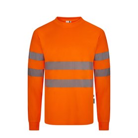 VELILLA 305634 T-Shirt à Manches Longues en Polyester recyclé avec Bande segmentée Orange Fluo Taille XL