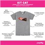 Pampling T-shirt à manches courtes, 85 % coton, vêtement unisexe pour homme et femme en 5 tailles, t-shirt gris, modèle Kit Cat,