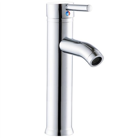 Robinet Lavabo Haut Salle de Bain en Acier Inoxydable - Mitigeur à Levier Unique pour Eau Chaude et Froide - 2 Tuyaux Inclus - P