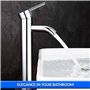 Robinet Lavabo Haut Salle de Bain en Acier Inoxydable - Mitigeur à Levier Unique pour Eau Chaude et Froide - 2 Tuyaux Inclus - P