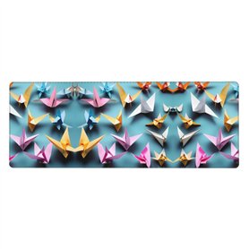 Grand tapis de souris imprimé grues en papier origami 30 x 80 cm – Tapis de bureau de jeu